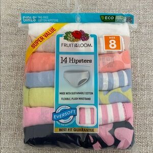 Fruit of the Loom Girls' Colorful Hipsters 14-Pack Size 8